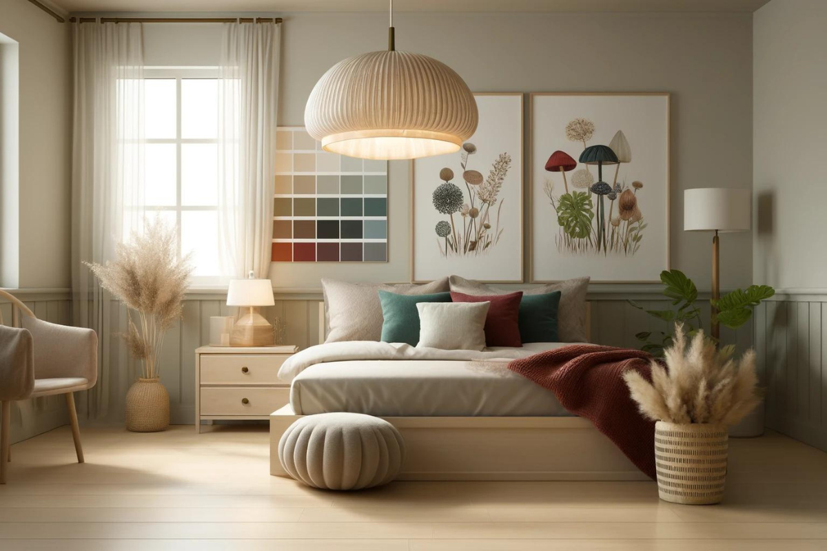 Gombadekoráció a hálószobában