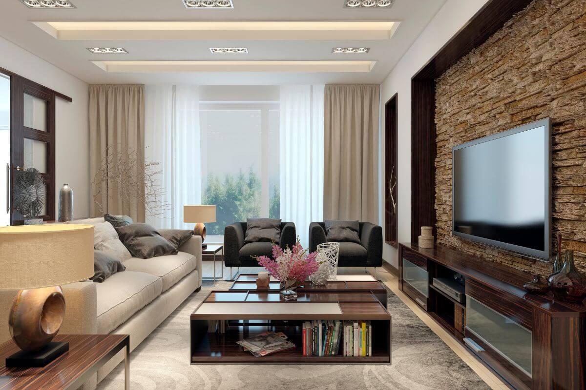 Gyönyörű nappali berendezése