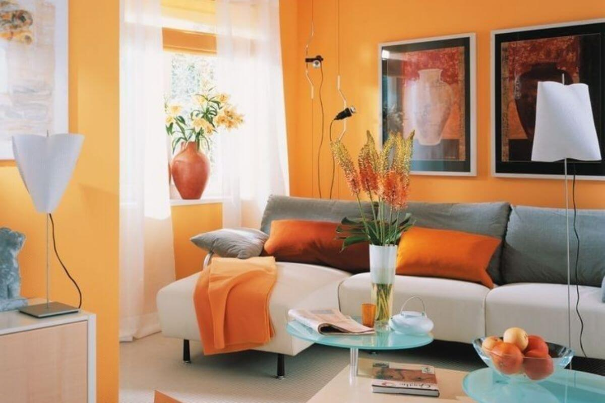 Elegáns narancssárga nappali