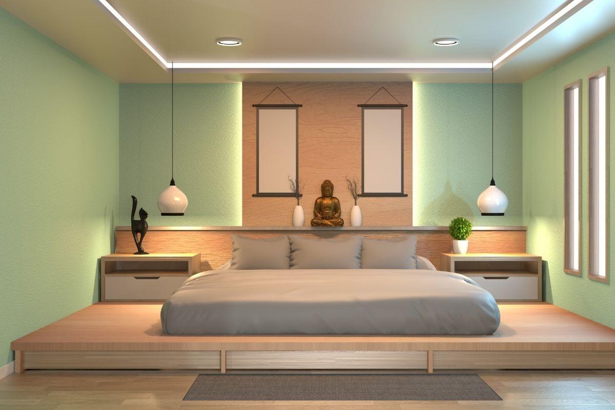 Zen lakberendezésű hálószoba