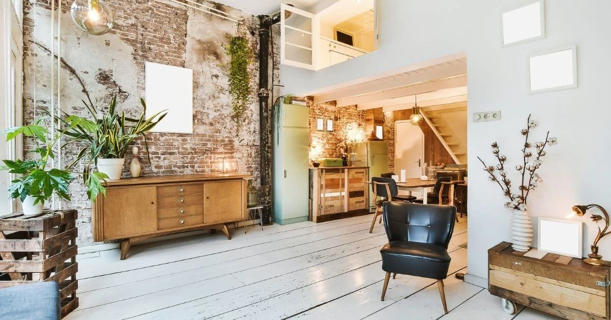 Loft stílusú nappali berendezése
