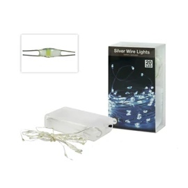 20 LEDes világító hidegfehér ezüstdrót fényfüzér