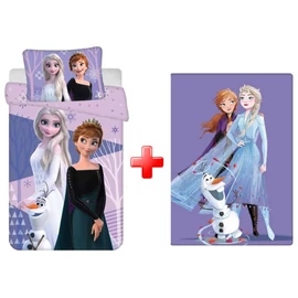 Disney Jégvarázs purple gyerek ágyneműhuzat és polár takaró