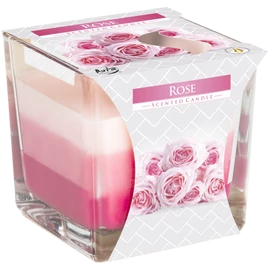 Szivárványos Illatgyertya Üvegben-Rózsa, három színű viasszal