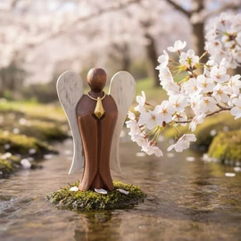 Hati-Hati Angyal Szeretet 15 cm kézzel faragott fa szobor