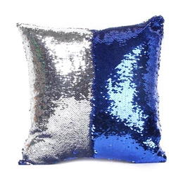 Ariel Sötétkék-Ezüst Sellőpárna 40x40 cm, flitteres díszpárna