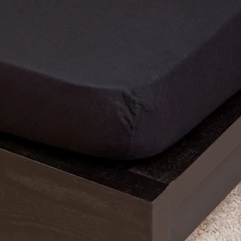 Fekete jersey lepedő 160x200 cm