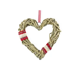 Fonott Szív Ajtódísz Csipkével 20 cm, elegáns szív ajtódísz