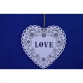 Love Szív Dekoráció 20 cm, fehér szív alakú dekoráció