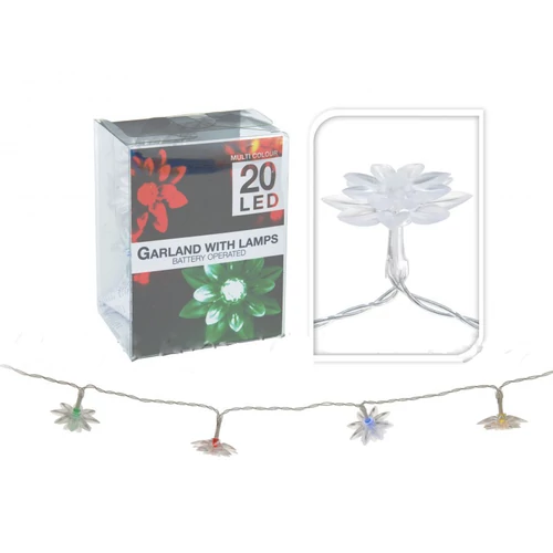 20 LEDes elemes színváltó virágos fényfüzér 20 LEDes elemes színváltó virágos fényfüzér