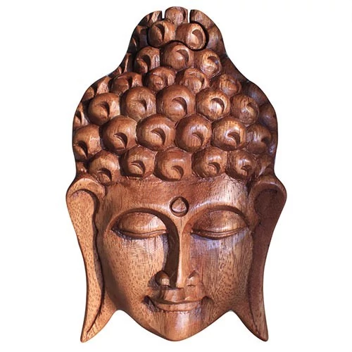 Bali titokdoboz Buddha feje kézzel faragott fa
