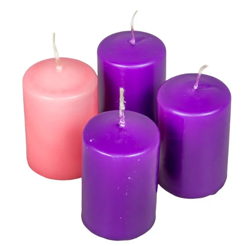 Lila és rózsaszín adventi gyertya  4 db
