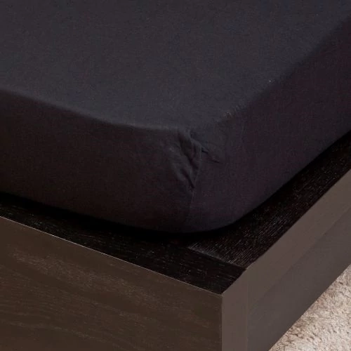 Fekete jersey lepedő 160x200 cm