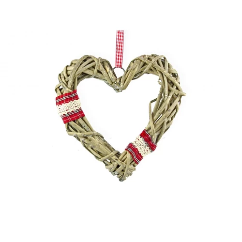 Fonott Szív Ajtódísz Csipkével 20 cm, elegáns szív ajtódísz