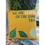 Kép 2/4 - Pamut Párnahuzat Felirattal - We are Leaves - Sárga