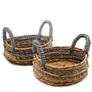 Kép 2/4 - Banánlevél és Szürke Raffia Kosár- 2-es szett