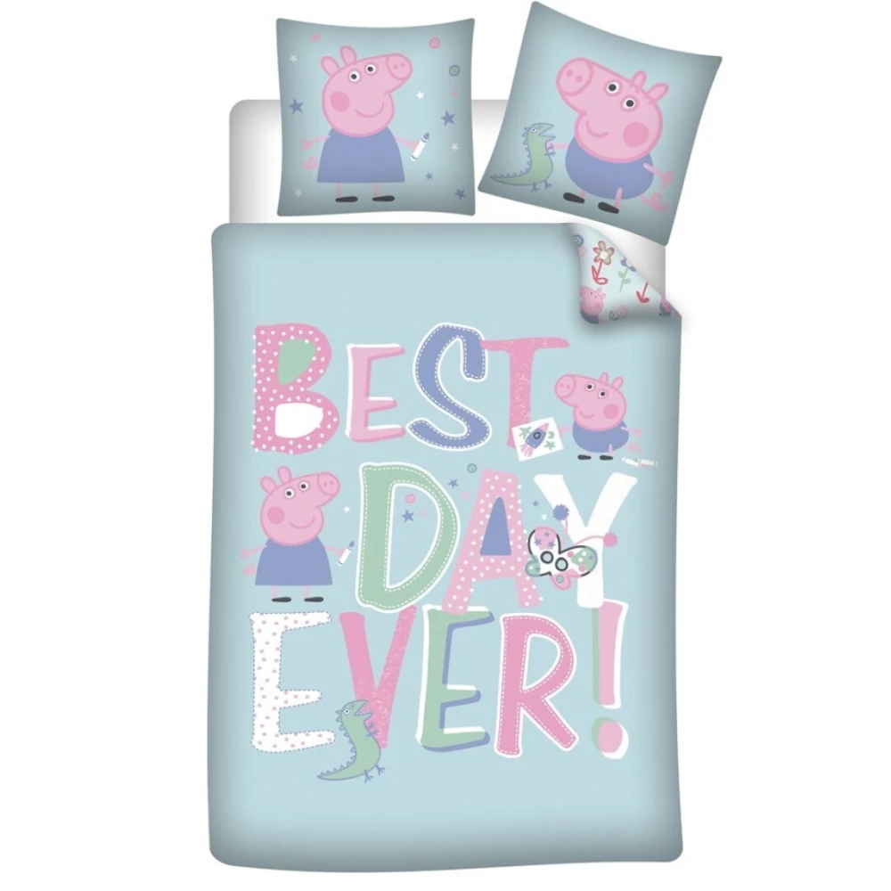 Peppa Malac Best Day Ágyneműhuzat 140×200cm, 63×63 cm Microfibre