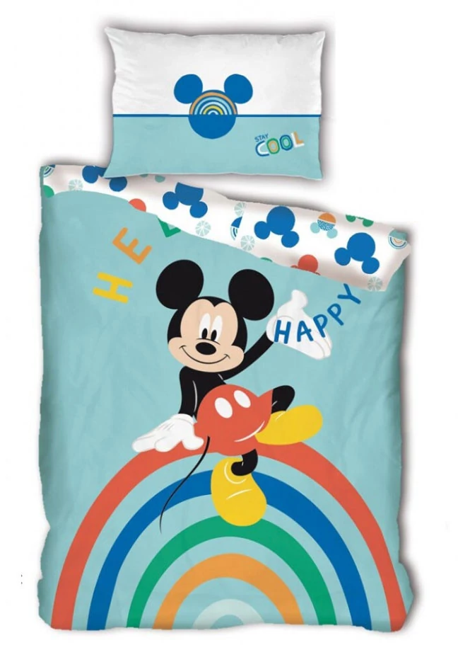 Disney Mickey Happy Ágyneműhuzat 140×200cm, 63×63 cm Microfibre