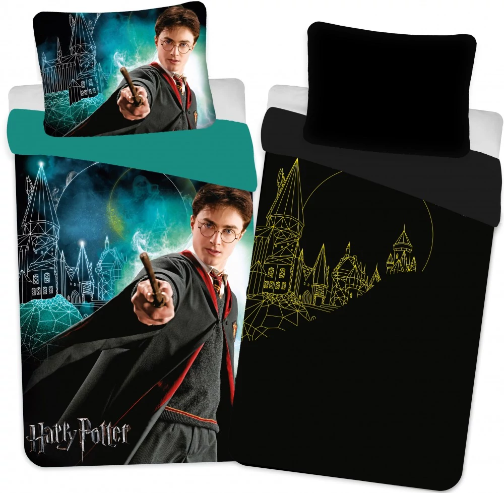 Harry Potter Sötétben Világító Ágyneműhuzat Castle 140×200cm, 70×90 cm