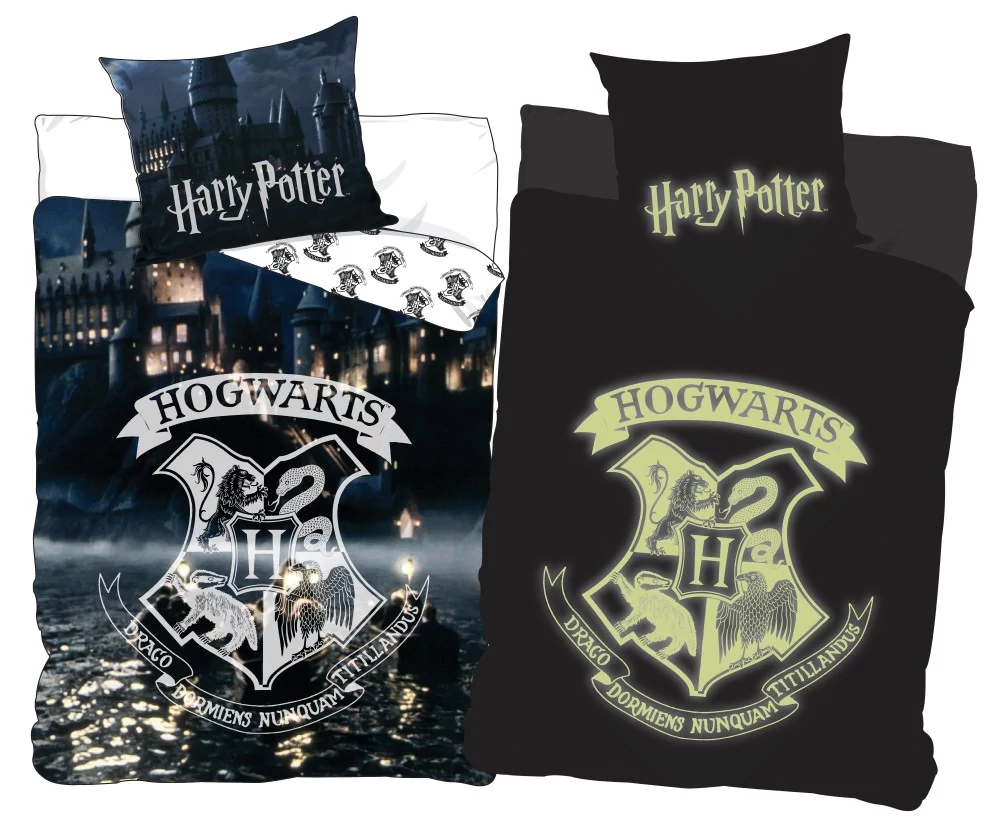 Harry Potter Sötétben Világító Ágyneműhuzat Roxfort 140×200cm, 70×90 cm
