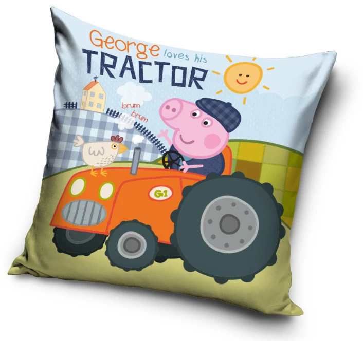 Peppa Malac Tractor Párnahuzat 40x40 cm Velúr