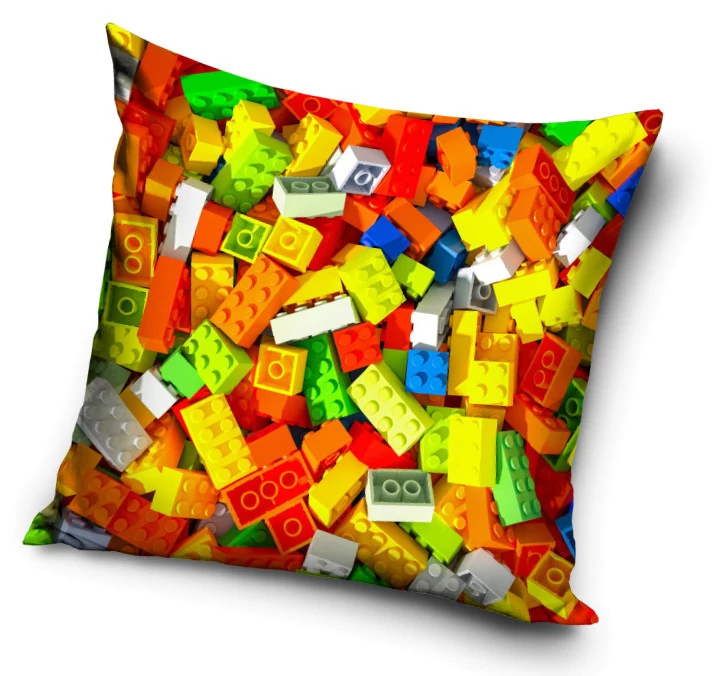 Lego Mintázatú Bricks Párnahuzat 40x40 cm Velúr