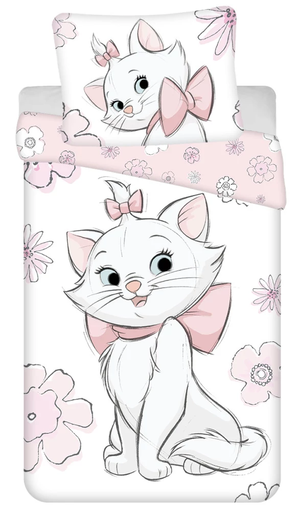 Disney Marie Cica Flowers Ágyneműhuzat 140×200cm, 70×90 cm