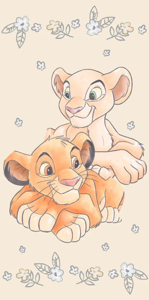 Disney Az Oroszlánkirály Simba & Nala Fürdőlepedő, Strand Törölköző Yellow 70x140cm