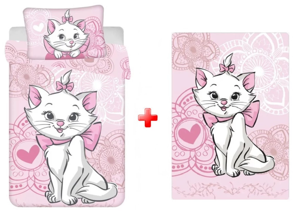 Disney Marie Cica Aristocats Gyerek Ágyneműhuzat és Polár Takaró Szett