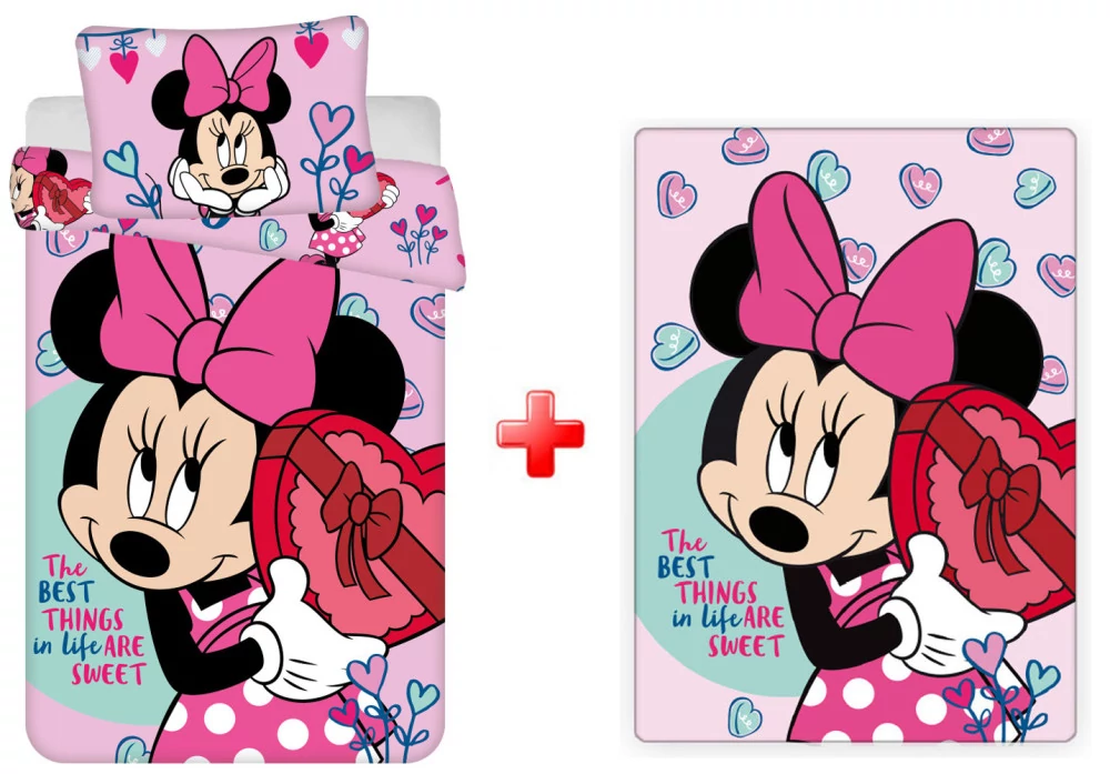 Disney Minnie Sweets Gyerek Ágyneműhuzat És Polár Takaró Szett