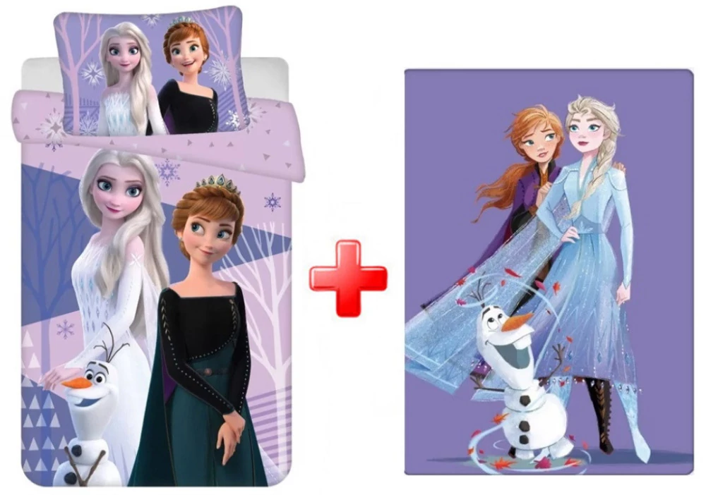 Disney Jégvarázs Purple Gyerek Ágyneműhuzat És Polár Takaró Szett
