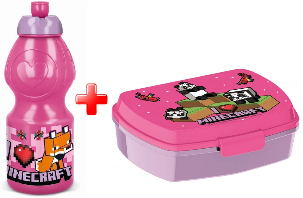 Minecraft Pixel Pink Kulacs És Szendvicsdoboz Szett