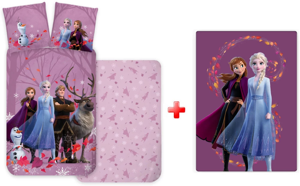 Disney Jégvarázs Purple Gyerek Ágyneműhuzat És Polár Takaró Szett