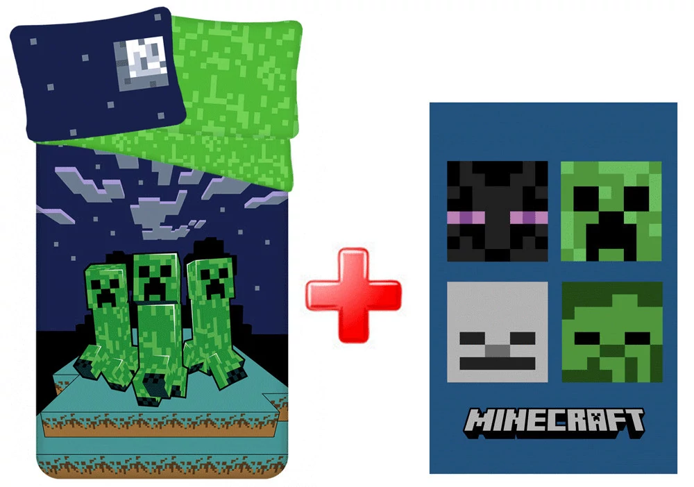 Minecraft Sssleep Tight  Ágyneműhuzat És Polár Takaró Szett