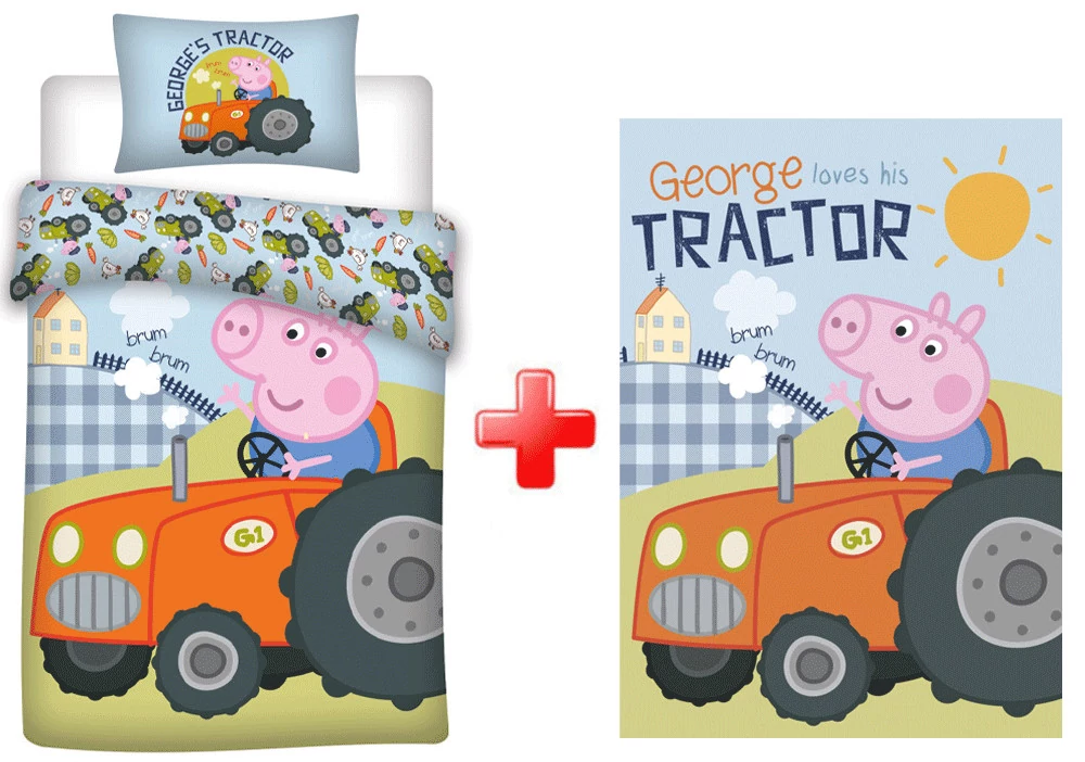 Peppa Malac George's Tractor Gyerek Ágyneműhuzat És Polár Takaró Szett