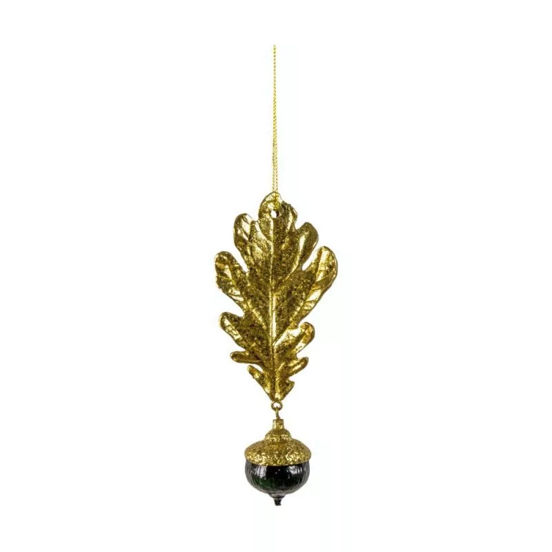 Acorn Leveles Makk Fekete Arany Karácsonyfadísz (3 db) 15 cm