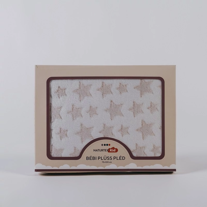 Bézs Csillagmintás Plüss Babapléd Beige Star 100x75 cm