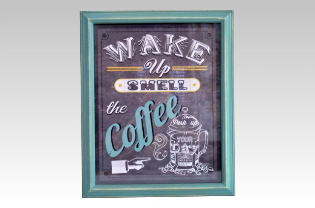 Retro Coffee Zöld Falikép 39x47 cm