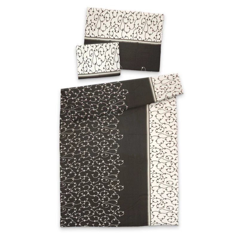 Fekete-Fehér Krepp 3 részes Ágynemű-garnitúra 140x200+70x90+40x50 cm