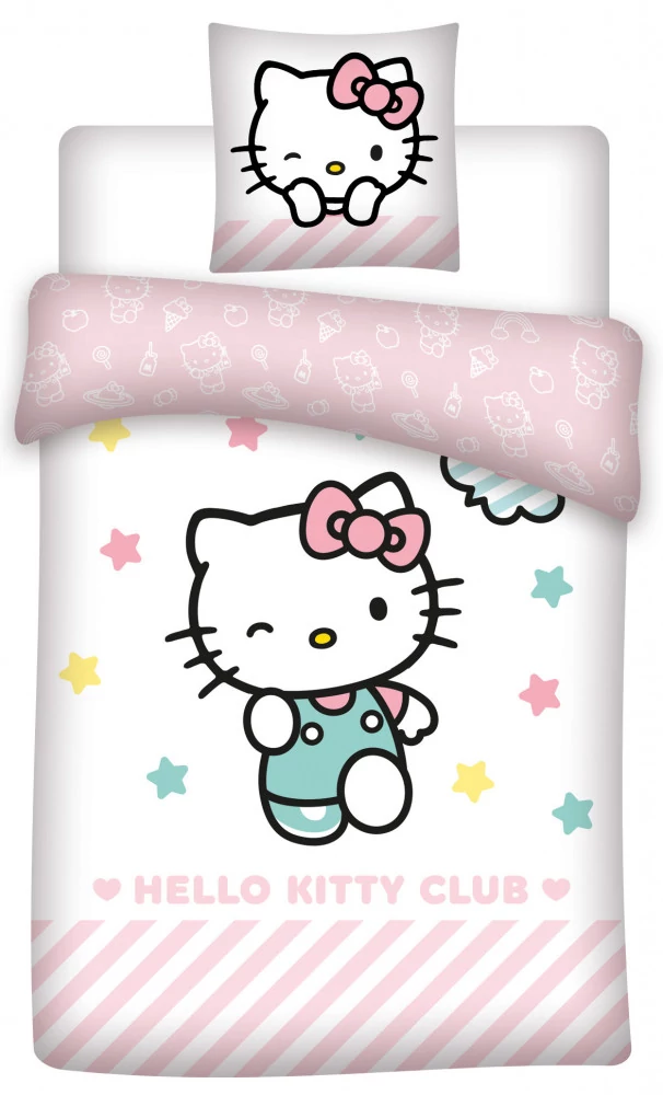 Hello Kitty 2 részes Gyermek Ágynemű-garnitúra 140x200+70x90 cm