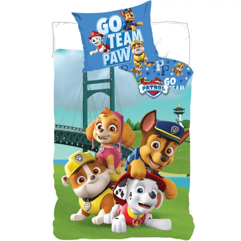 Mancs Őrjárat Go Team Paw 2 részes Ovis Ágynemű-garnitúra 100x135+40x60 cm