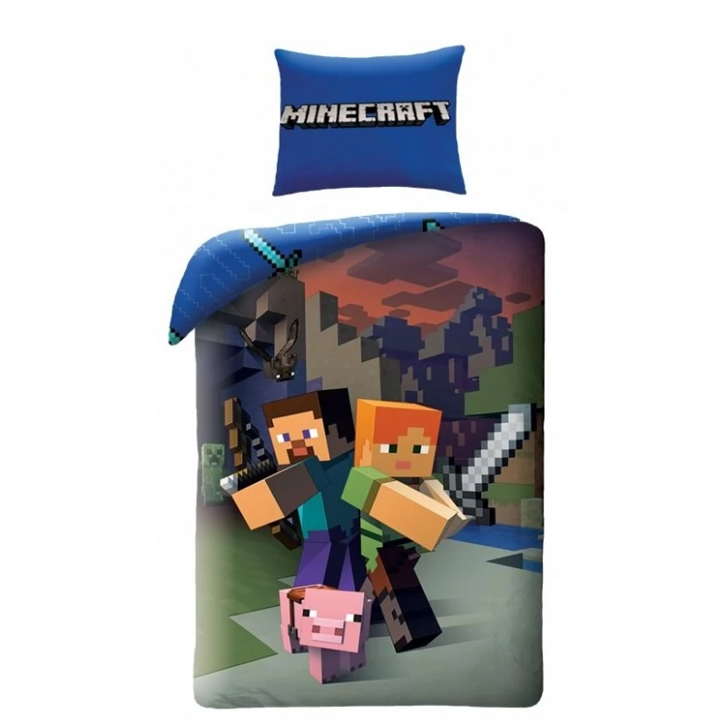 Minecraft 2 részes Gyermek Ágynemű-garnitúra 140x200+70x90 cm