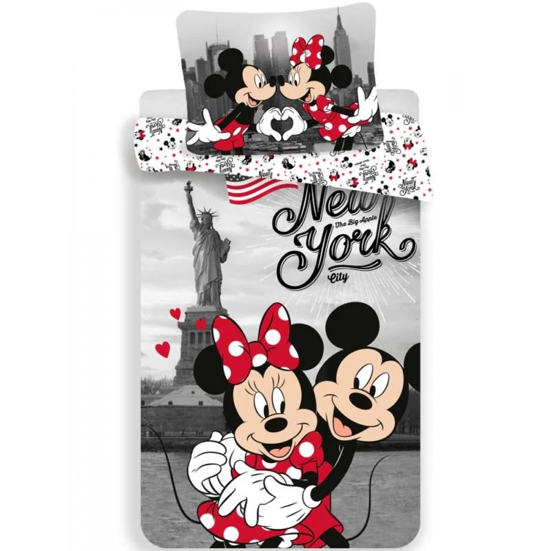 Minnie És Mickey Egér New Yorkban 2 részes Gyermek Ágynemű-garnitúra 140x200+70x90 cm