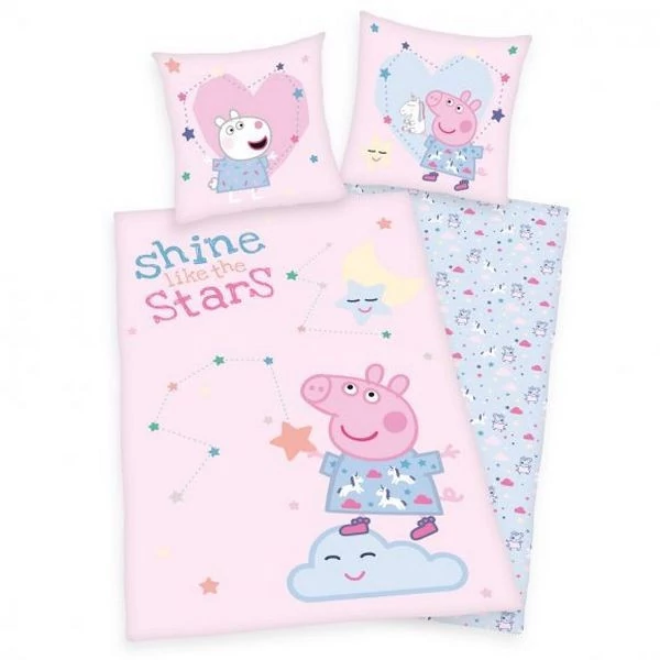 Peppa Malac Stars 2 részes Gyermek Ágynemű-garnitúra 140x200+70x90 cm