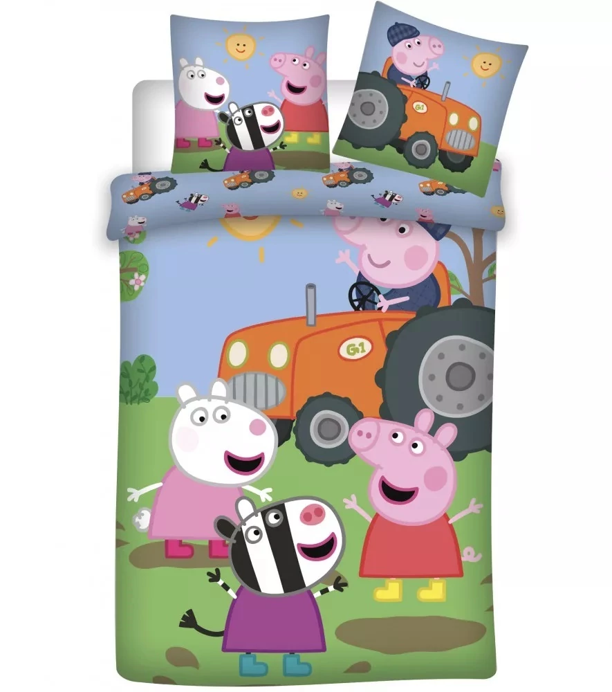 Peppa Malac Traktoros 2 részes Gyermek Ágynemű-garnitúra 140x200+70x90 cm