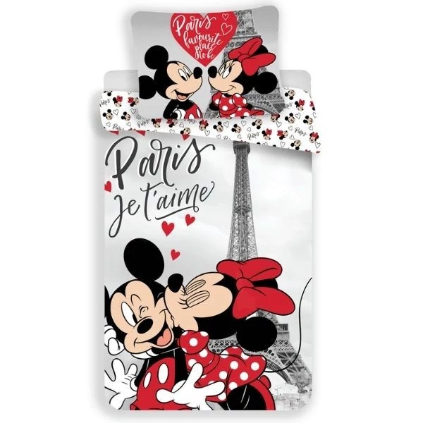 Szerelmes Minnie És Mickey Egér Párizsban 2 részes Ágynemű-garnitúra 140x200+70x90 cm