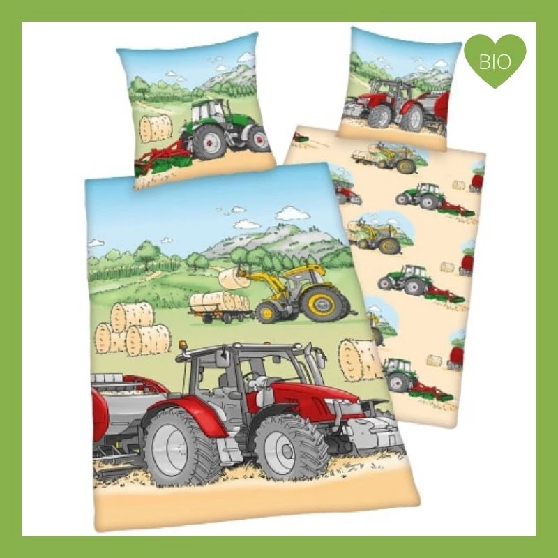 Traktoros 2 részes Biopamut Ovis Ágynemű-garnitúra 100x135+40x60 cm