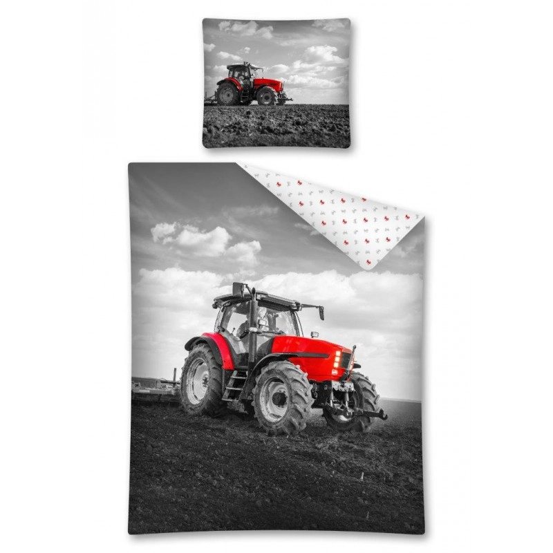 Traktoros Piros-Fekete 2 részes Ágynemű-garnitúra 140x200+70x80 cm