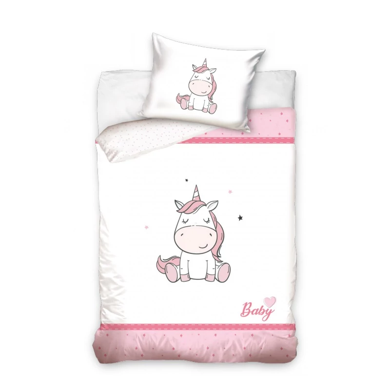 Unikornisos Baby Rózsaszín Ovis 2 részes Ágynemű-garnitúra 100x135+40x60 cm