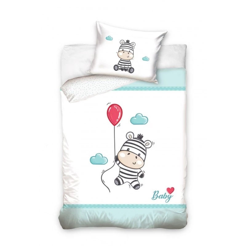 Zebrás Kék 2 részes Ovis Ágynemű-garnitúra 100x135+40x60 cm